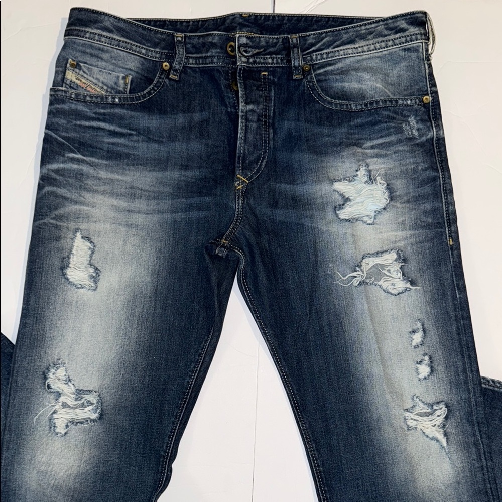 Diesel Blue Relaxed Distressed Jeans
